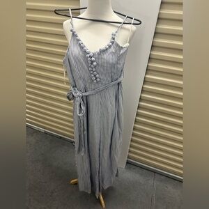 Anthropologie Striped Jumpsuit Nautical Preppy Beach Art Aunt